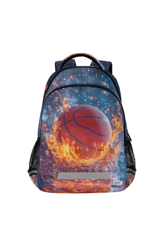 Basketball Splash Fire Backpack Elementary School Bag Bookbag Travel Rucksack