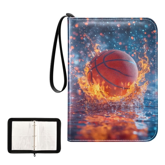 ALAZA Basketball Splash Fire Trading Card Binder 4 Pocket Cards Collection Album 400 Folder Holder