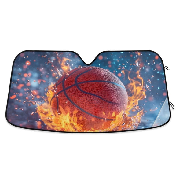 ALAZA Basketball Splash Fire Windshield Sun Shade Car Foldable Visor Block UV Rays Protector 55"x27.6"