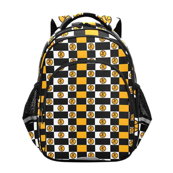 ALAZA Basketball in Checkered School Backpack Elementary Bag Bookbag Travel Rucksack