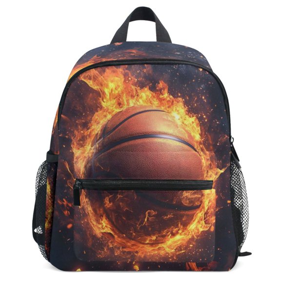 ALAZA Basketball in Fire Pattern School Backpack Student Bookbag Mini Bag