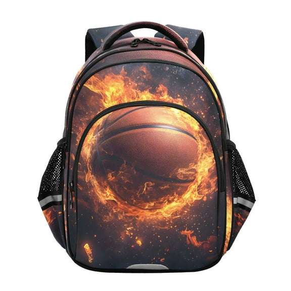 ALAZA Basketball in Fire School Backpack Elementary Bag Bookbag Travel Rucksack