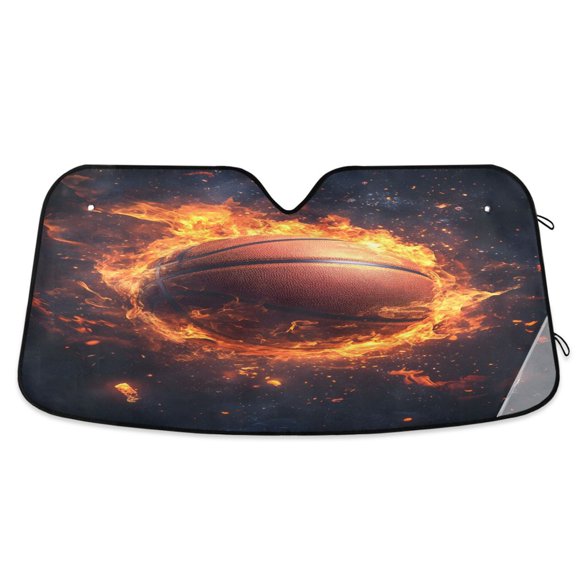 ALAZA Basketball in Fire Windshield Sun Shade Car Foldable Visor Block UV Rays Protector 55"x27.6"