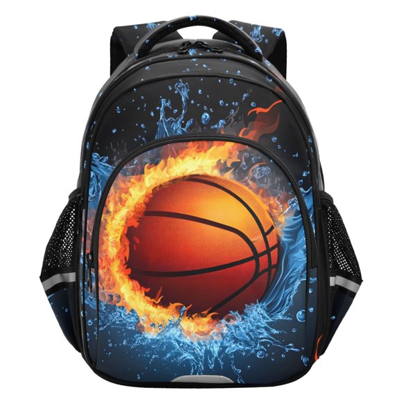 ALAZA Basketball with Fire School Backpack Elementary Bag Student Bookbag Travel Rucksack