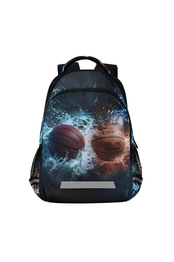 Basketball with Lightning Backpack Elementary School Bag Bookbag Travel Rucksack