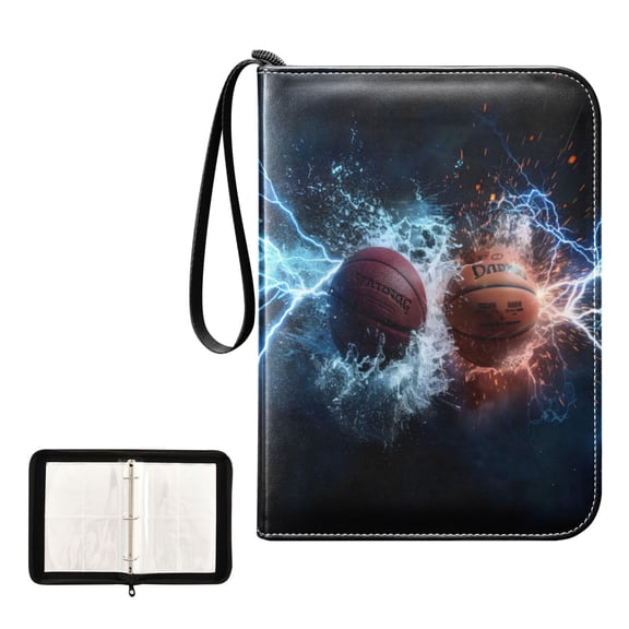 ALAZA Basketball with Lightning Trading Card Binder 4 Pocket Cards Collection Album 400 Folder Holder