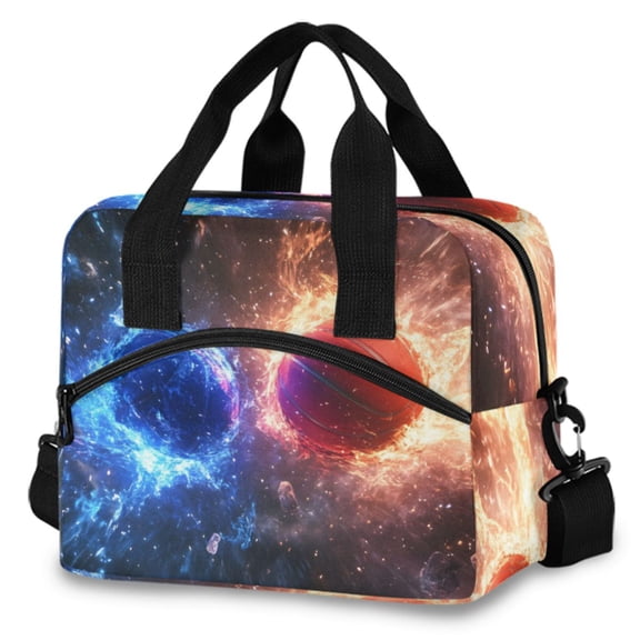 ALAZA Basketballs Explosion Insulated Lunch Box Large Reusable Cooler Bag with Shoulder Strap