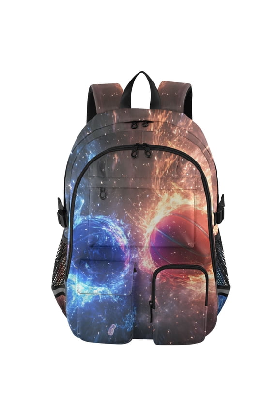 Basketballs Explosion Print Student Backpack School Bookbag Large Laptop Daypack Travel Bag