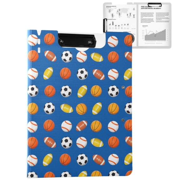 ALAZA Basketballs Rugby Football A4 Foldable Clipboard 360 Degree Folder Binder