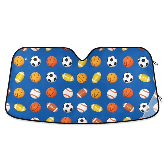 ALAZA Basketballs Rugby Football Pattern Car Windshield Sun Shade Foldable UV Ray Sunshade Visor Protector 53 x 23.5in