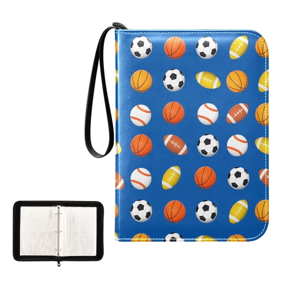 ALAZA Basketballs Rugby Football Trading Card Binder 4 Pocket Cards Collection Album 400 Folder Holder
