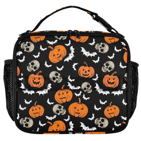 ALAZA Bat Pumpkin Skulls Insulated Lunch Box Lunch Bag Cooler Tote with ...