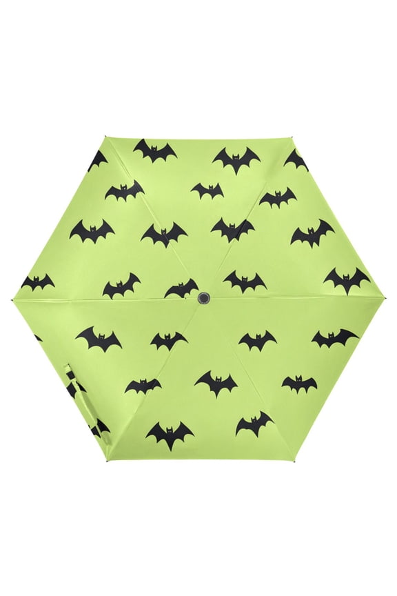Bat on Green UPF 50+ Compact Folding Umbrella for Rain Travel Umbrella Packable