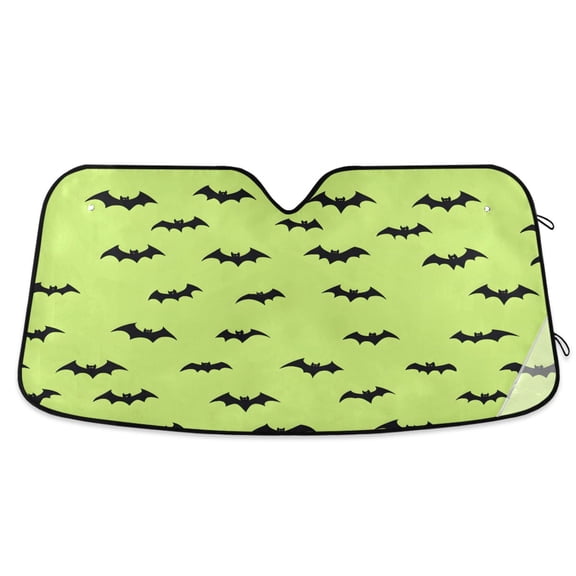 ALAZA Bat on Green Windshield Sun Shade Car Foldable Sun Visor Block UV Rays Protector 55"x27.6"