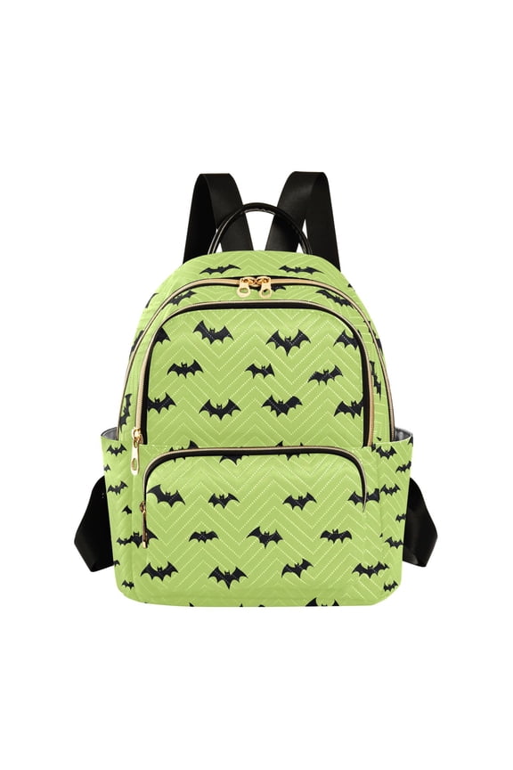 Bat on Green Womens Travel Laptop Backpack Large Daypack Ladies Shoulder Bags M