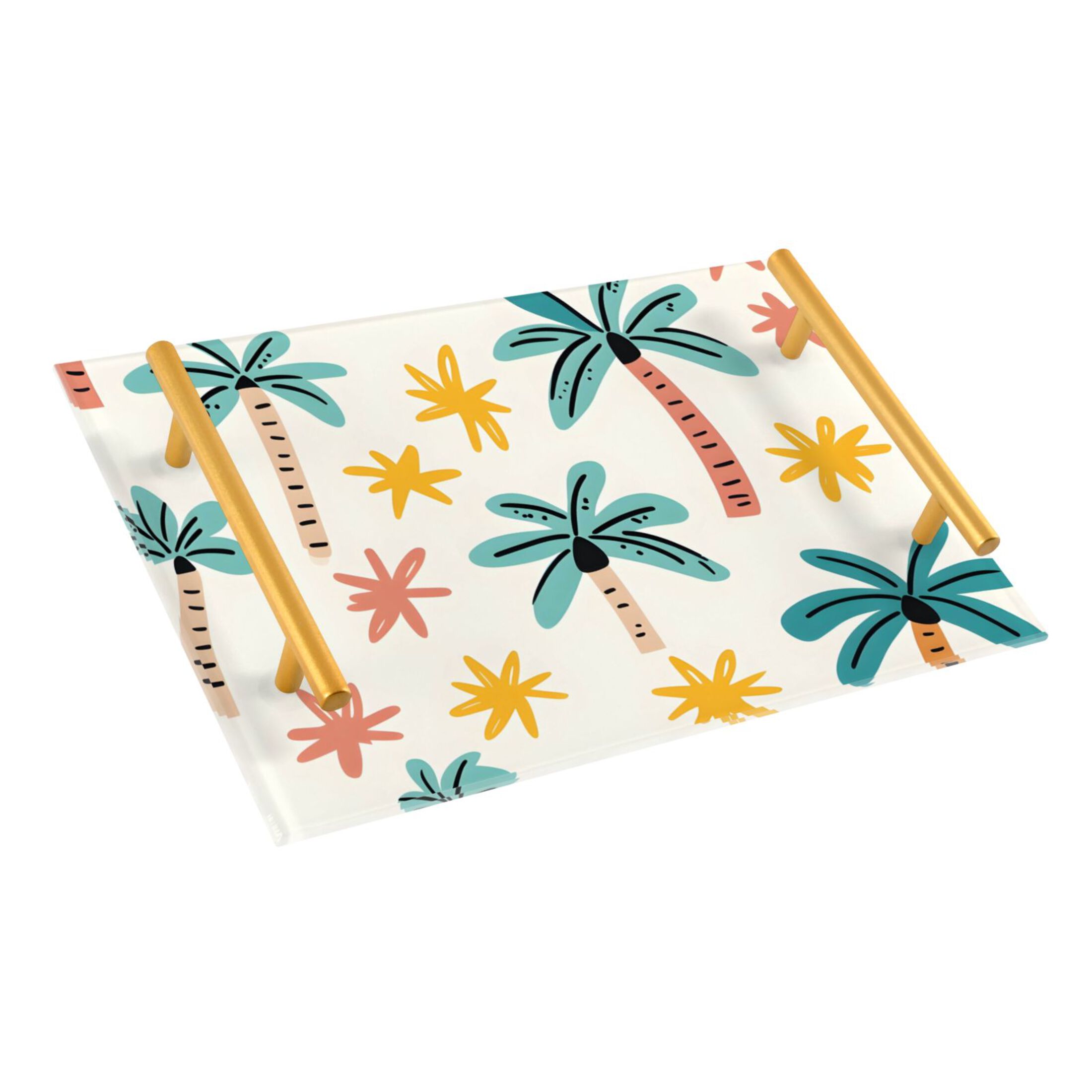 ALAZA Bathroom Tray Cute Palm Tree Vanity Countertop Trays Acrylic Sink ...