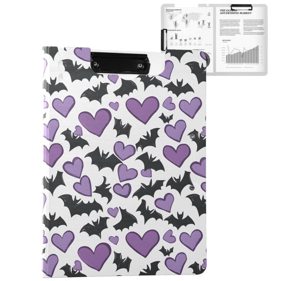 ALAZA Bats and Hearts A4 Foldable Clipboard 360 Degree Folder Binder