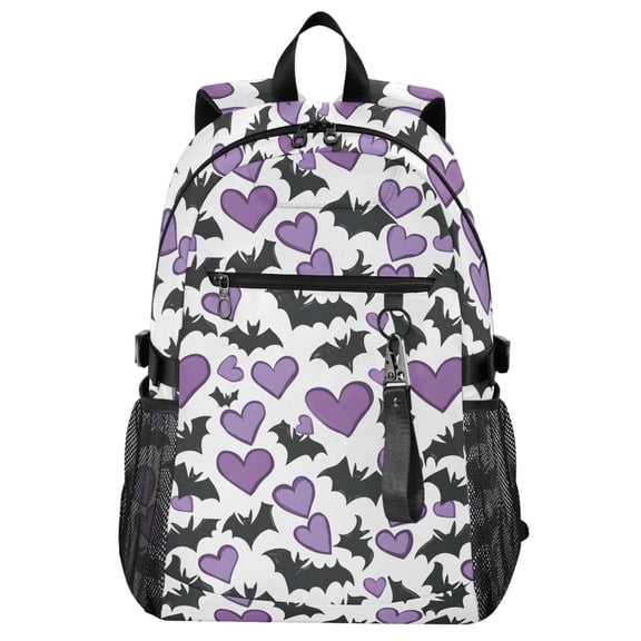 ALAZA Bats and Hearts Pattern School Backpack Travel Laptop Bag College Bookbag Casual Daypack for Women Men
