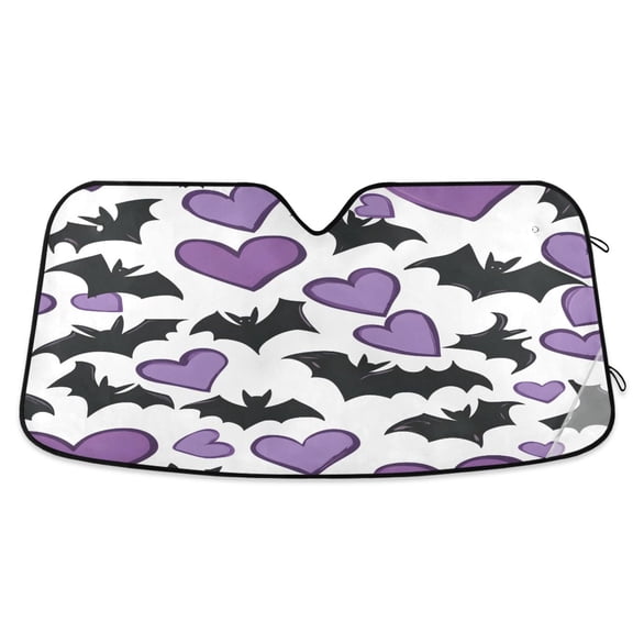 ALAZA Bats and Hearts Windshield Sun Shade Car Foldable Sun Visor Block UV Rays Protector 55"x27.6"