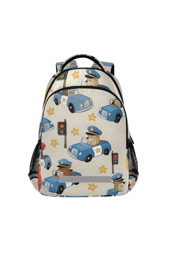 Bear Driving Car Backpack Elementary School Bag Bookbag Travel Rucksack