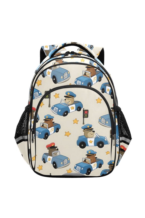 Bear Driving Car School Backpack Elementary Bag Student Bookbag Travel Rucksack