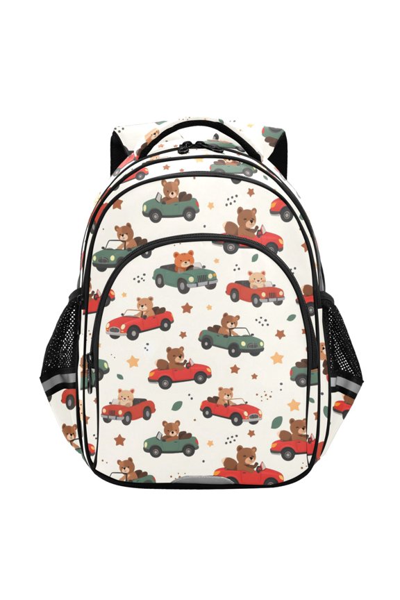 Bear Driving Car School Backpack Elementary Bag Student Bookbag Travel Rucksack