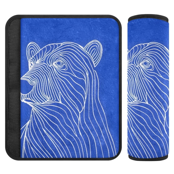 ALAZA Bear Line Pattern Car Seat Belt Adjuster Neck Covers Shoulder Cushions Pads M