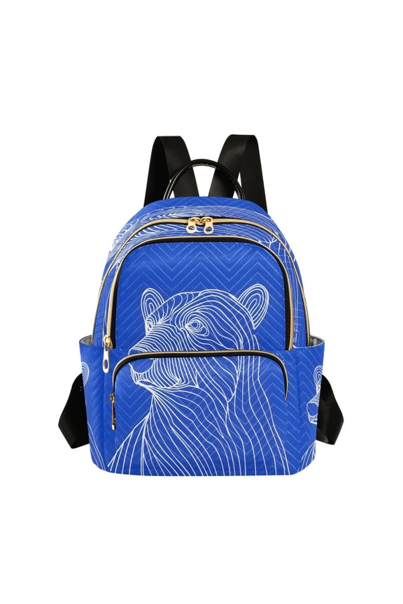 Bear Line Pattern Womens Travel Laptop Backpack Large Daypack Ladies Shoulder Bags S