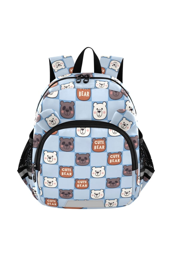 Bear on Checkered Mini Backpack School Bookbag Age 3-7 Medium