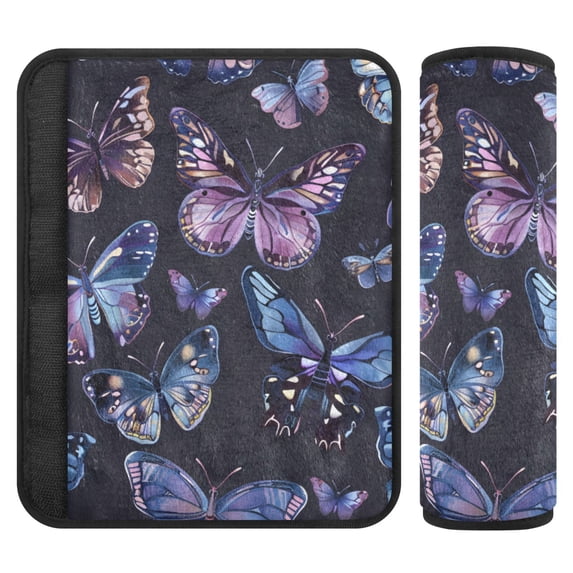 ALAZA Beautiful Butterflies Car Seat Belt Adjuster Neck Covers Shoulder Cushions Pads S