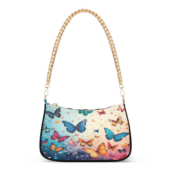ALAZA Beautiful Butterflies Paint Women's Chain Shoulder Bag Hobo Handbag Tote Crossbody Purse