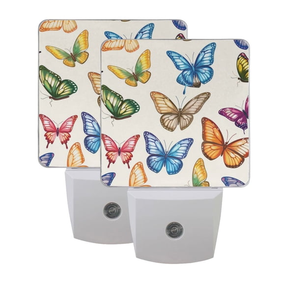 ALAZA Beautiful Butterfly Night Lights 2 Pack Plug-in Wall LED Nightlight Auto Dusk-to-Dawn Sensor Lamps