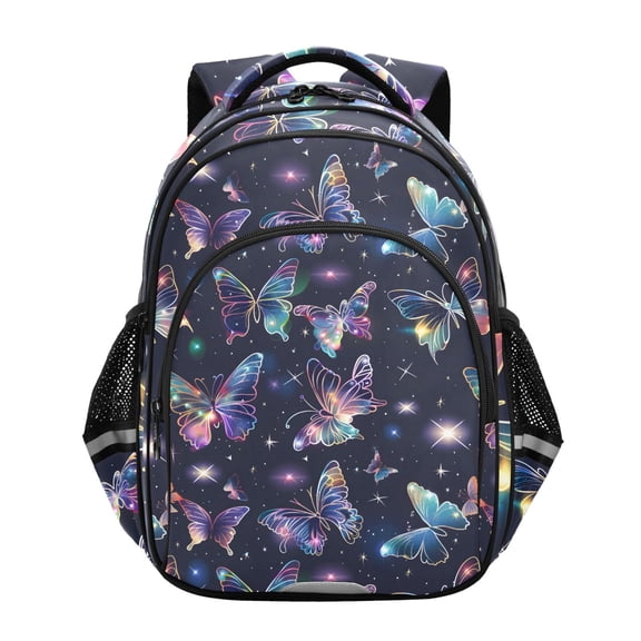 ALAZA Beautiful Butterfly in Shiny School Backpack Elementary Bag Bookbag Travel Rucksack