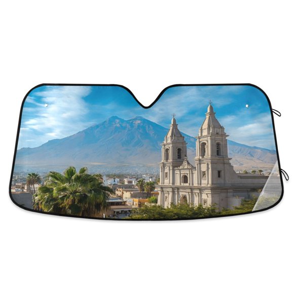 ALAZA Beautiful City Landscape Windshield Sun Shade Car Foldable Sun Visor Block UV Rays Protector 53"x23.5"