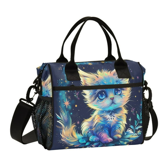 ALAZA Beautiful Cute Cat Insulated Lunch Bag Reusable Tote Box Adjustable Shoulder Strap for Work Picnic