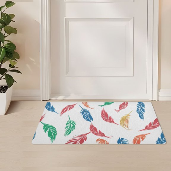 ALAZA Beautiful Cute Feathers Door Mat Outdoor Indoor Entrance Low Profile Floor Rugs 32"x20"
