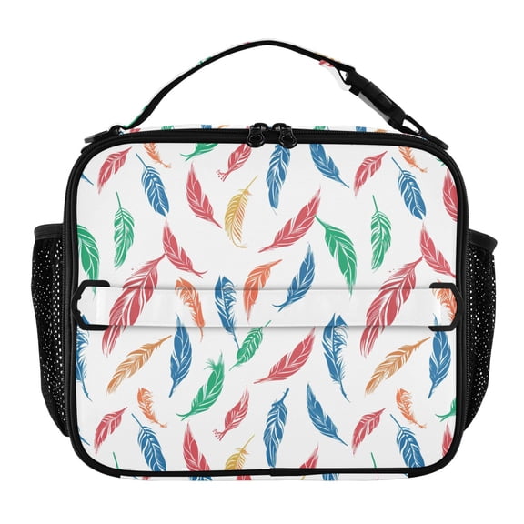 ALAZA Beautiful Cute Feathers Lunch Box Insulated Lunch Bag Cooler Tote with Shoulder Strap