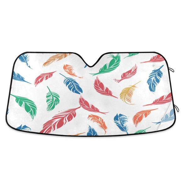ALAZA Beautiful Cute Feathers Windshield Sun Shade Car Foldable Sun Visor Block UV Rays Protector 53"x23.5"