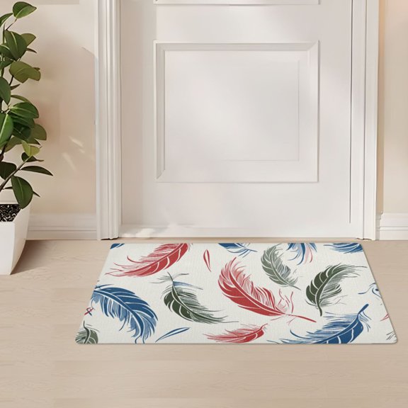 ALAZA Beautiful Feathers Door Mat Outdoor Indoor Entrance Low Profile Floor Rugs 32"x20"