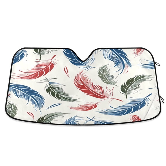 ALAZA Beautiful Feathers Windshield Sun Shade Car Foldable Sun Visor Block UV Rays Protector 55"x27.6"