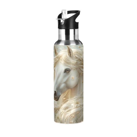 ALAZA Beautiful Horse Water Bottle Insulated Flask Stainless Steel Straw Lid 20 oz