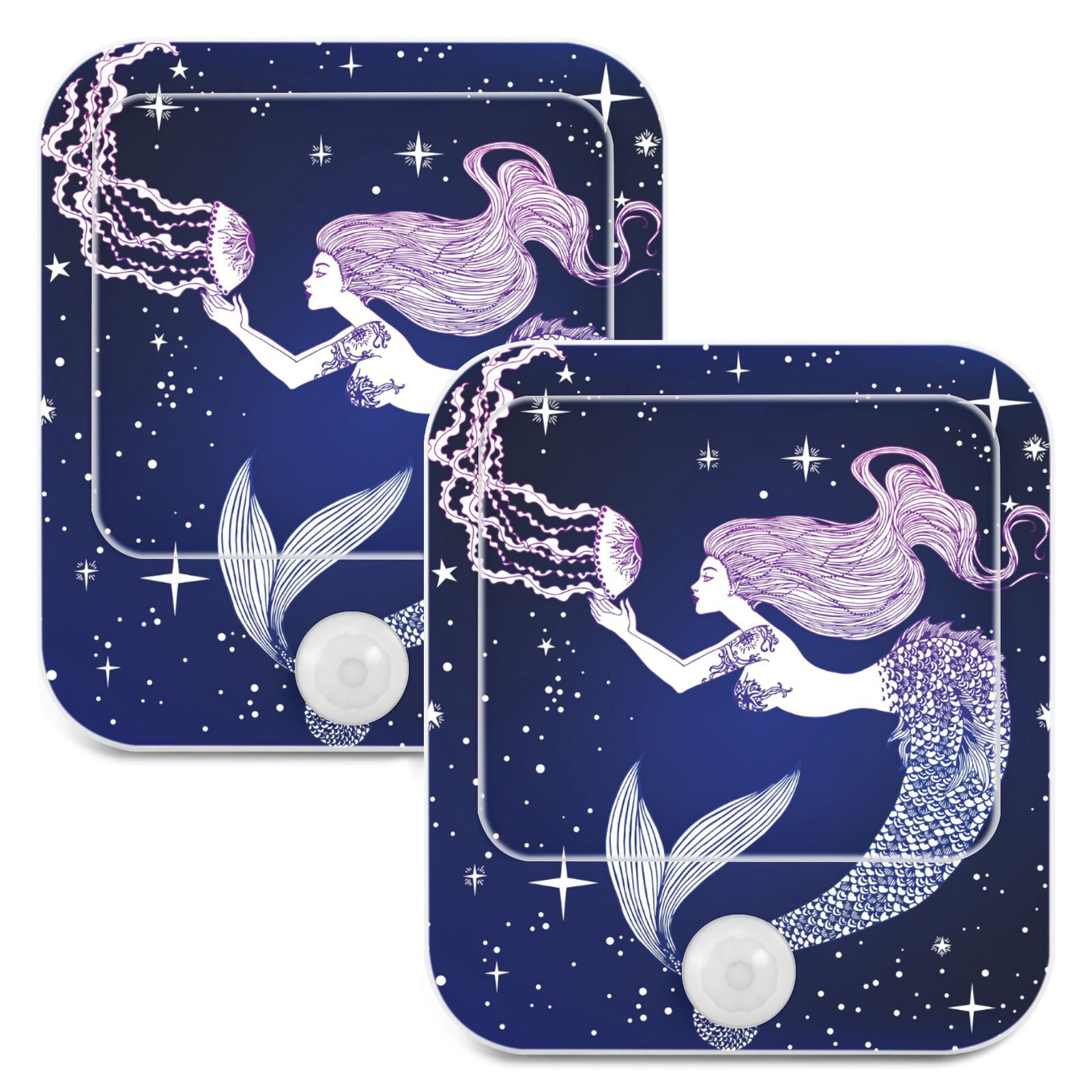 ALAZA Beautiful Mermaid Jellyfish Galaxy Cute Night Lights Plug into ...
