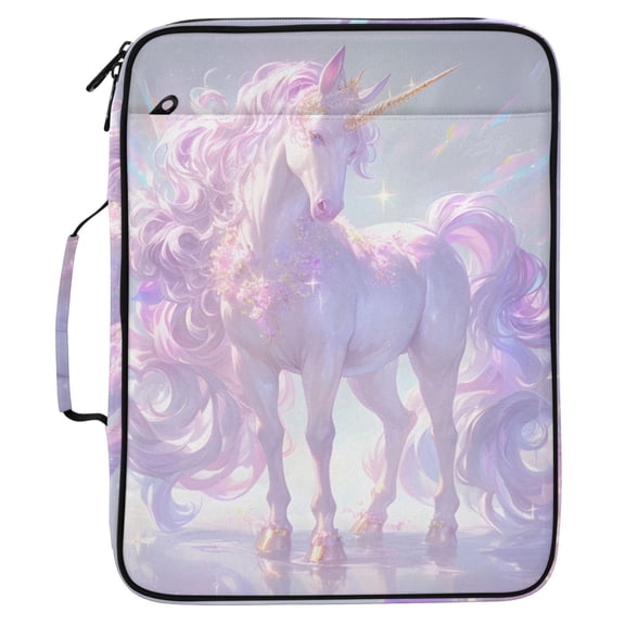 ALAZA Beautiful Unicorn Pattern Expanding Accordion File Folder 3 Ring Zipper Organizer Portable Document Binder Bag