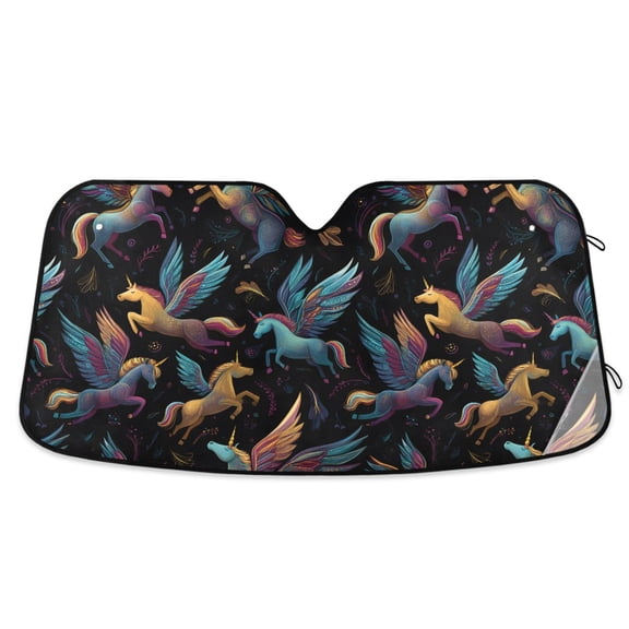 ALAZA Beautiful Unicorns Magic Pattern Car Windshield Sun Shade Foldable UV Ray Sunshade Visor Protector 55 x 27.6in