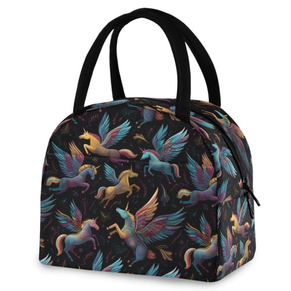ALAZA Beautiful Unicorns Magic Insulated Lunch Box Reusable Cooler Tote Bag Work Office Picnic