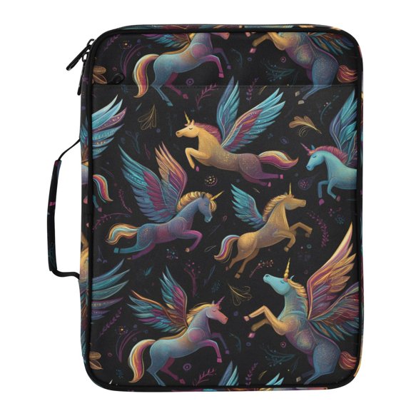 ALAZA Beautiful Unicorns Magic Pattern Expanding Accordion File Folder 3 Ring Zipper Binder Organizer Portable Document Bag