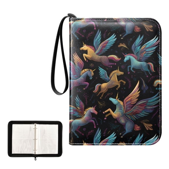 ALAZA Beautiful Unicorns Magic Trading Card Binder 4 Pocket Cards Collection Album 400 Folder Holder