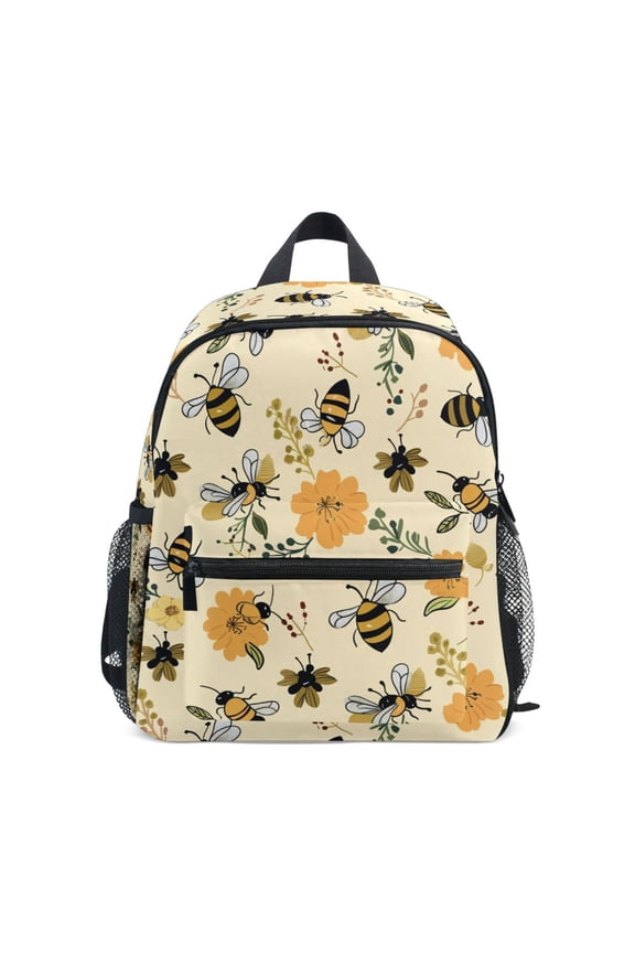 Bee Flying on Flowers School Backpack Small Bookbag Mini Bags