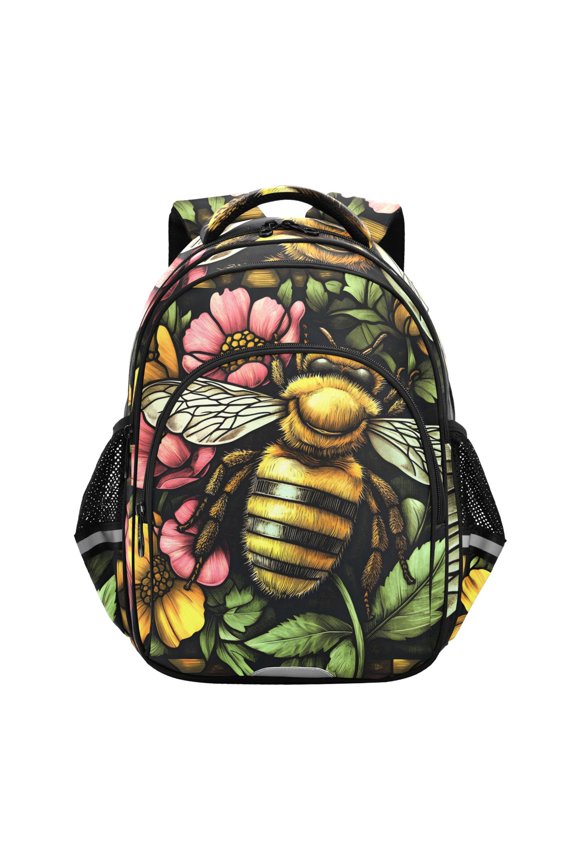 Bee Retro Flower School Backpack Elementary Bag Bookbag Travel Rucksack
