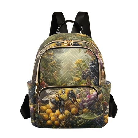 ALAZA Bee in Grapes Womens Travel Laptop Backpack Large Daypack Ladies Shoulder Bags S
